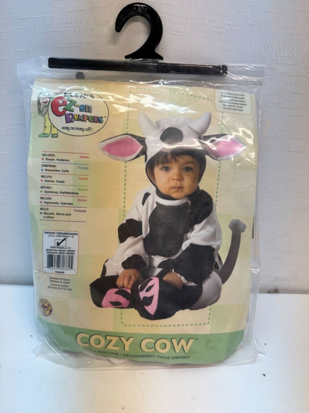 Cozy Cow Costume for Babies 6 to 12 months- New